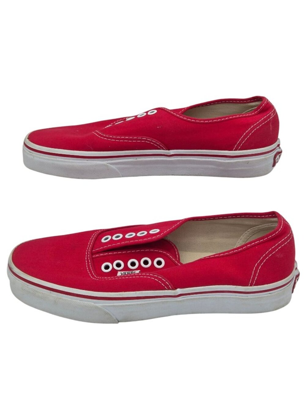 Vans Red Canvas Slip-On Shoes Mens Size 7 No Laces Casual Classic Design